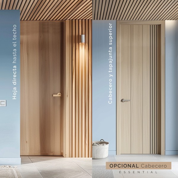 Puerta suelo a techo madera lisa