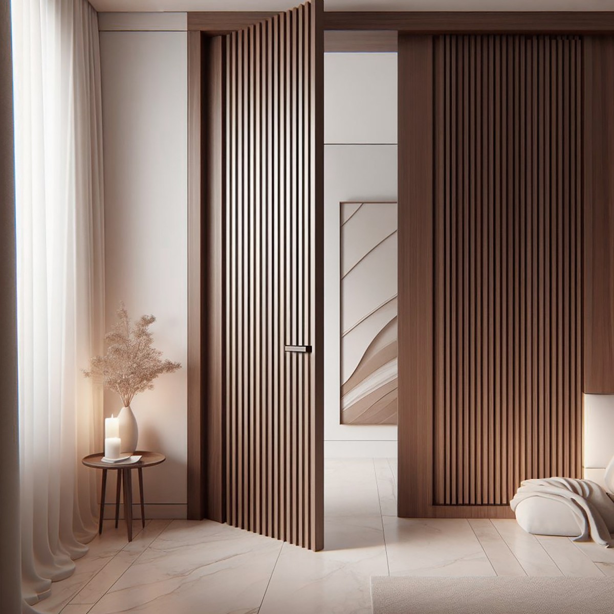Puerta suelo a techo madera Cedro