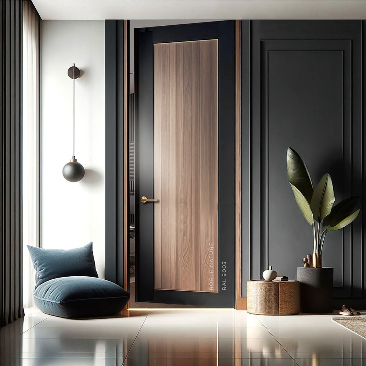 Puerta suelo a techo madera Xake