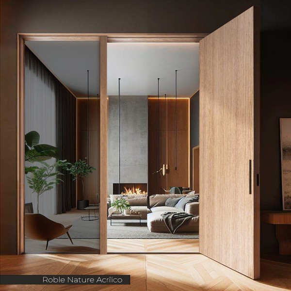 Puerta suelo a techo madera enrasada a tapeta modelo Lisa