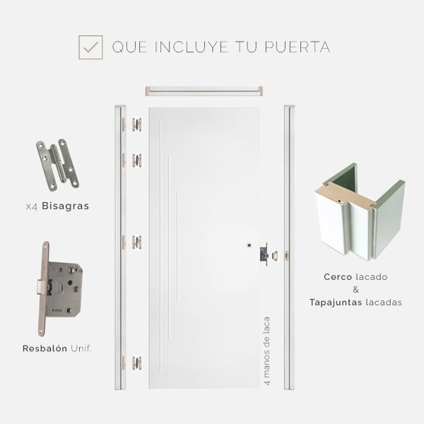 Puerta de interior lacada. Montaje en block