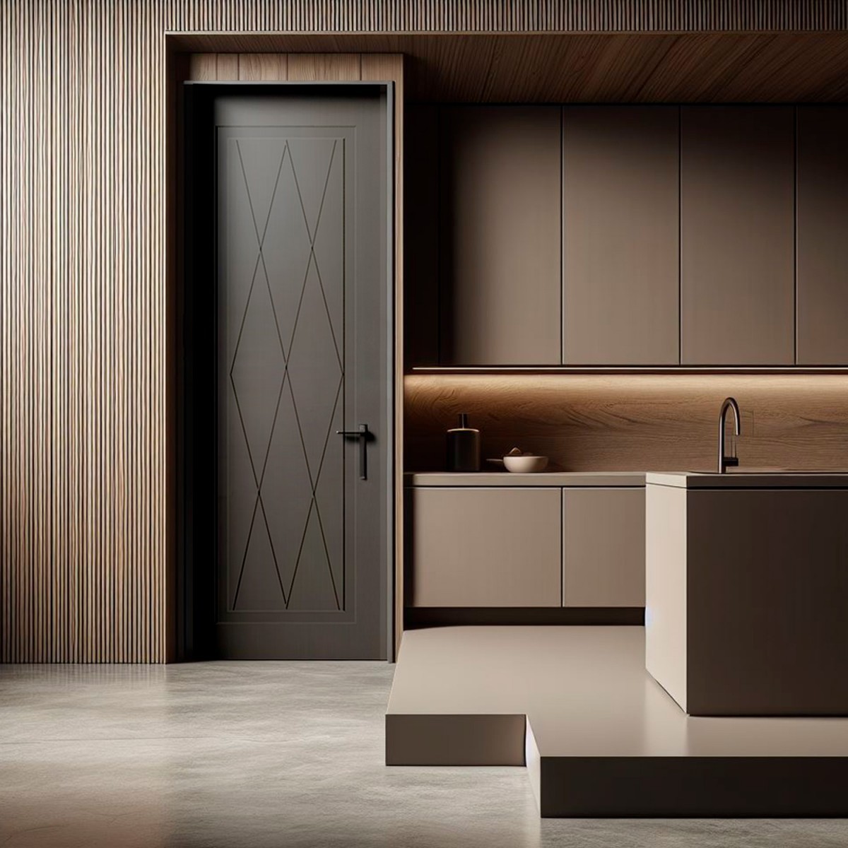 puerta interior gris lacada rombo