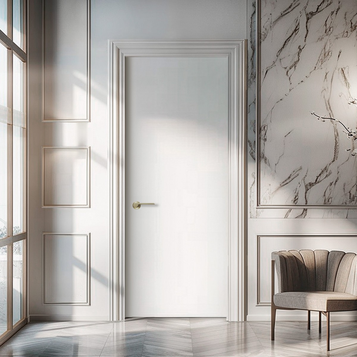 Puerta Interior Blanca Lacada Modelo Lisa