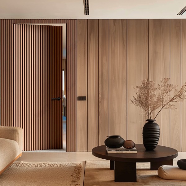 Puerta Invisible madera alistonada