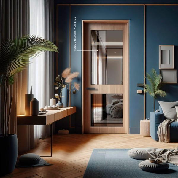 Puerta Interior de madera con Cristal Kayú