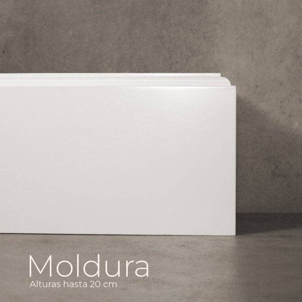 Rodapie lacado blanco Moldura. Elige Altura y Grosor