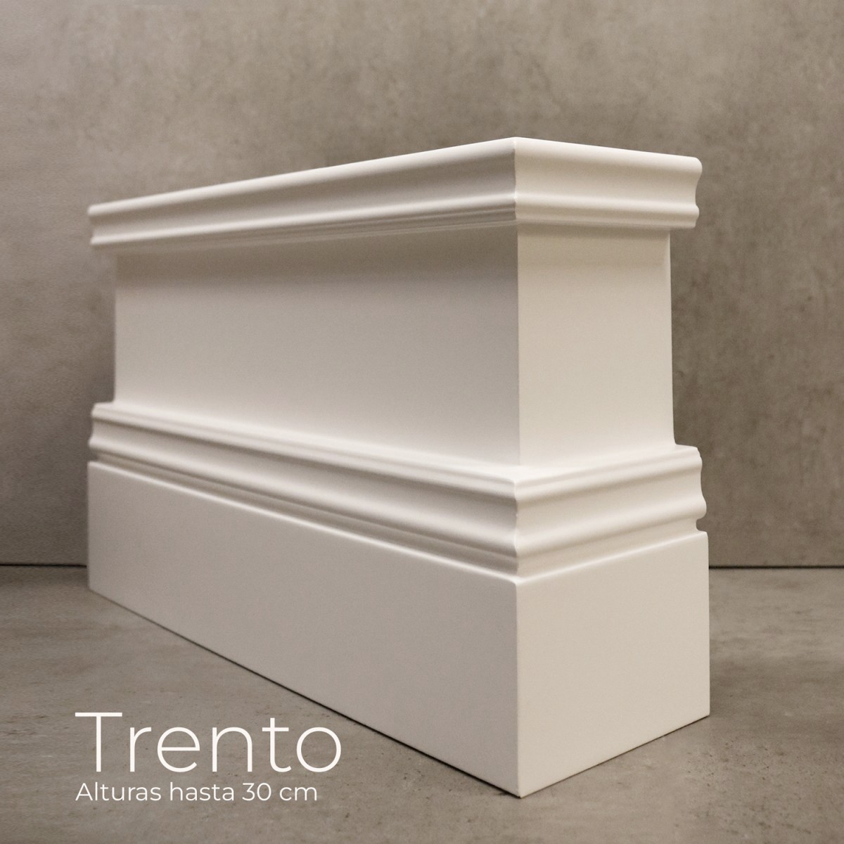 Rodapie lacado blanco modelo Trento. Elige Altura y Grosor