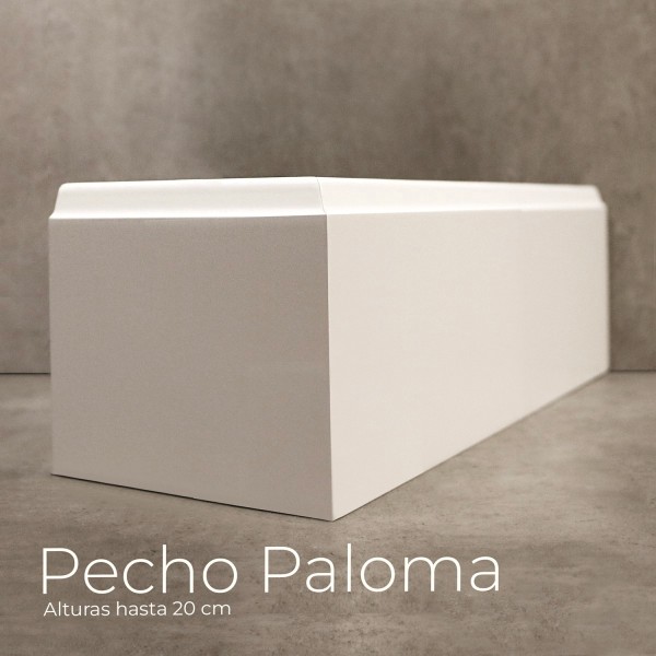 Rodapie lacado blanco Pecho Paloma. Elige Altura y Grosor
