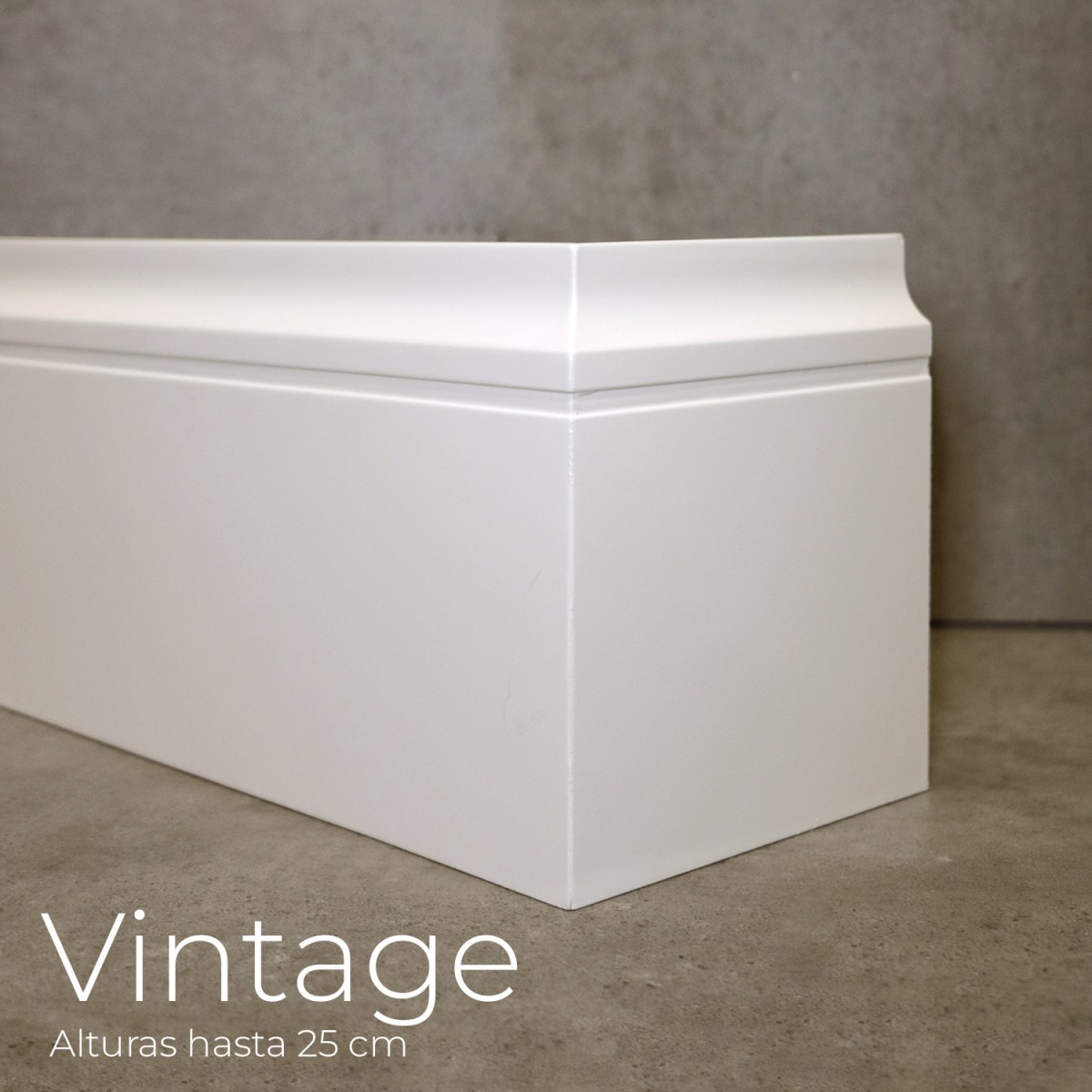 Rodapie lacado blanco vintage. Elige Altura y Grosor