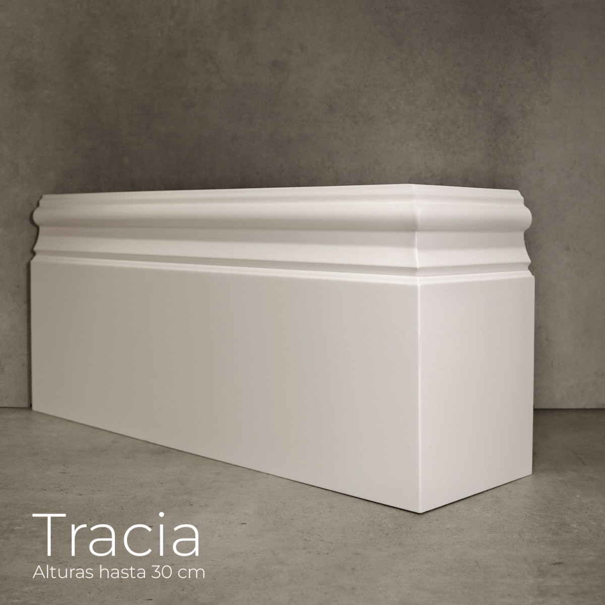 Rodapie lacado blanco Tracia. Elige Altura y Grosor