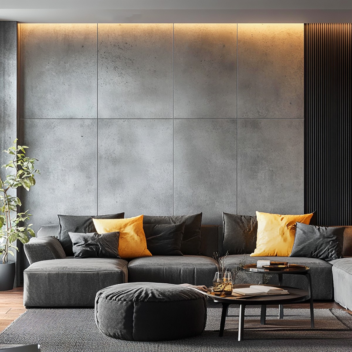 Revestimiento Pared PVC Concrete Oscuro Baridecor AQUA Extensive