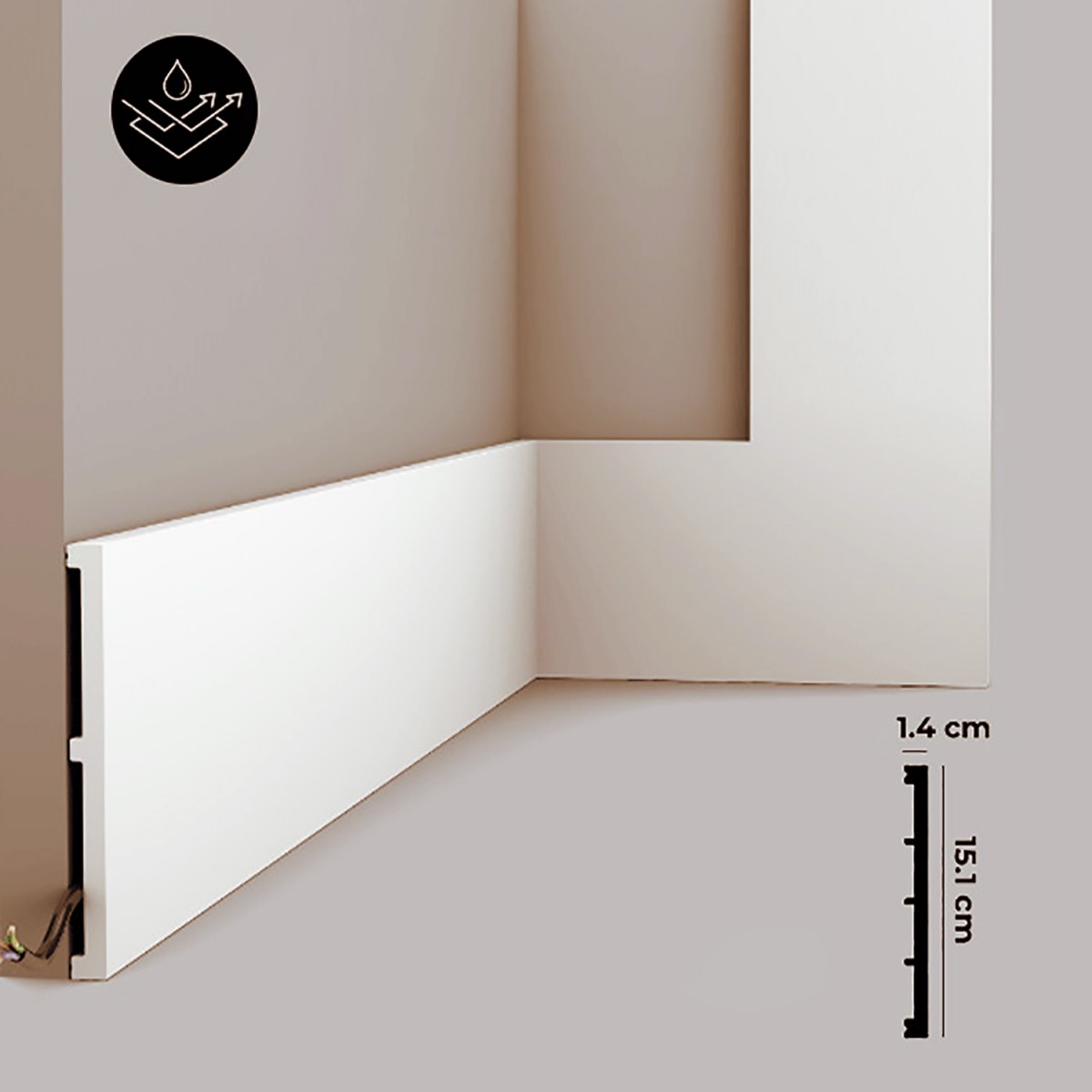 Rodapié PVC 15cm. Sx168 Square. ORAC