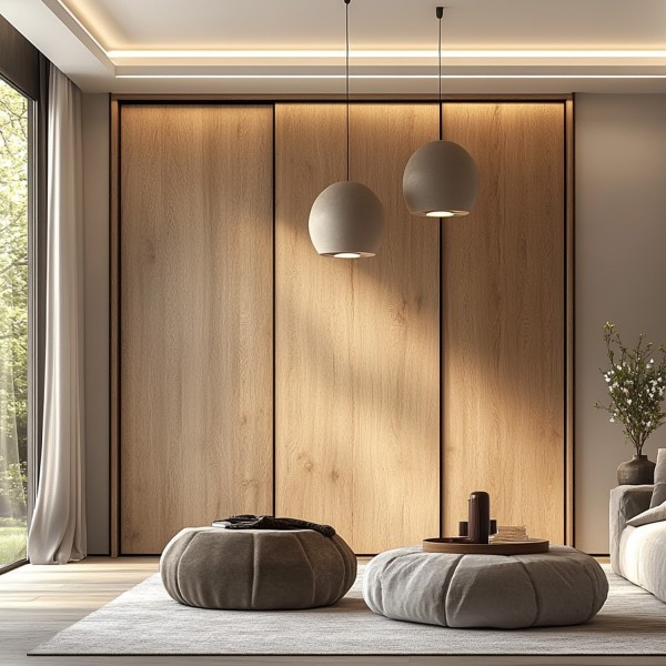 Puerta corredera de armario madera lisa 2