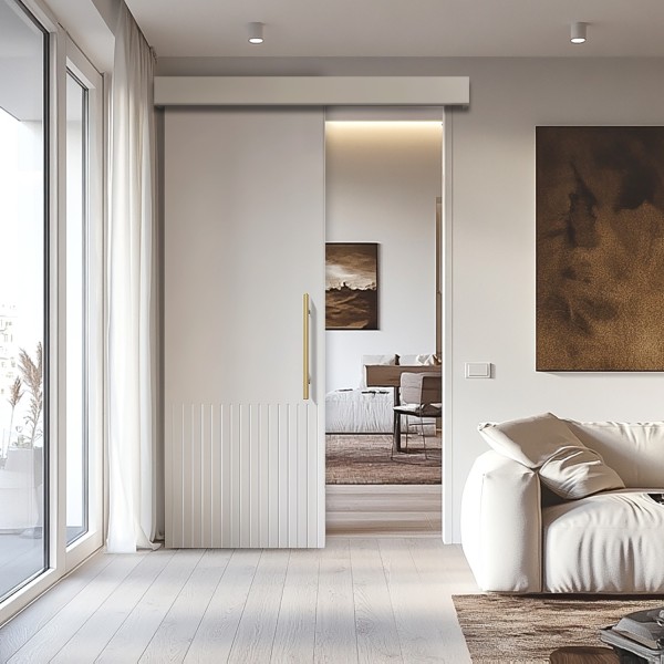 Puerta corredera con faldón Luminara