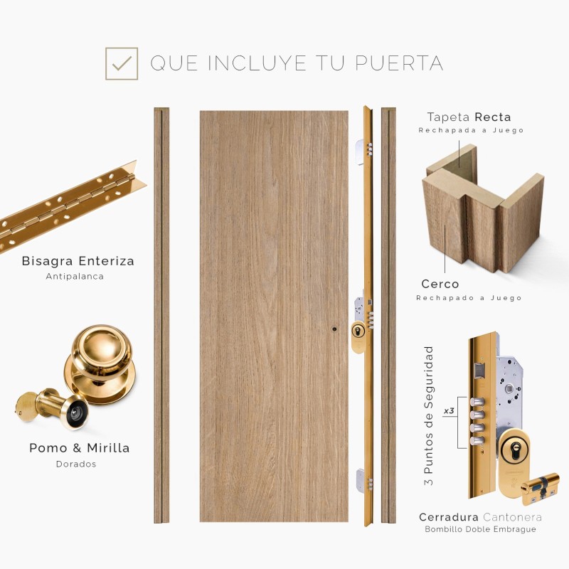 Puerta blindada de madera dos cuadros