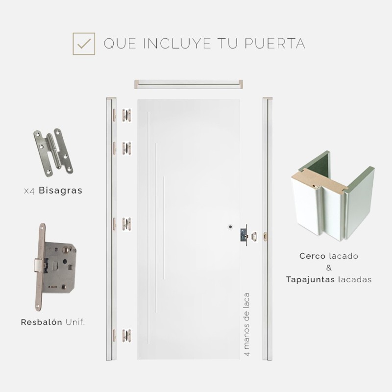 Puerta de interior lacada. Montaje en block