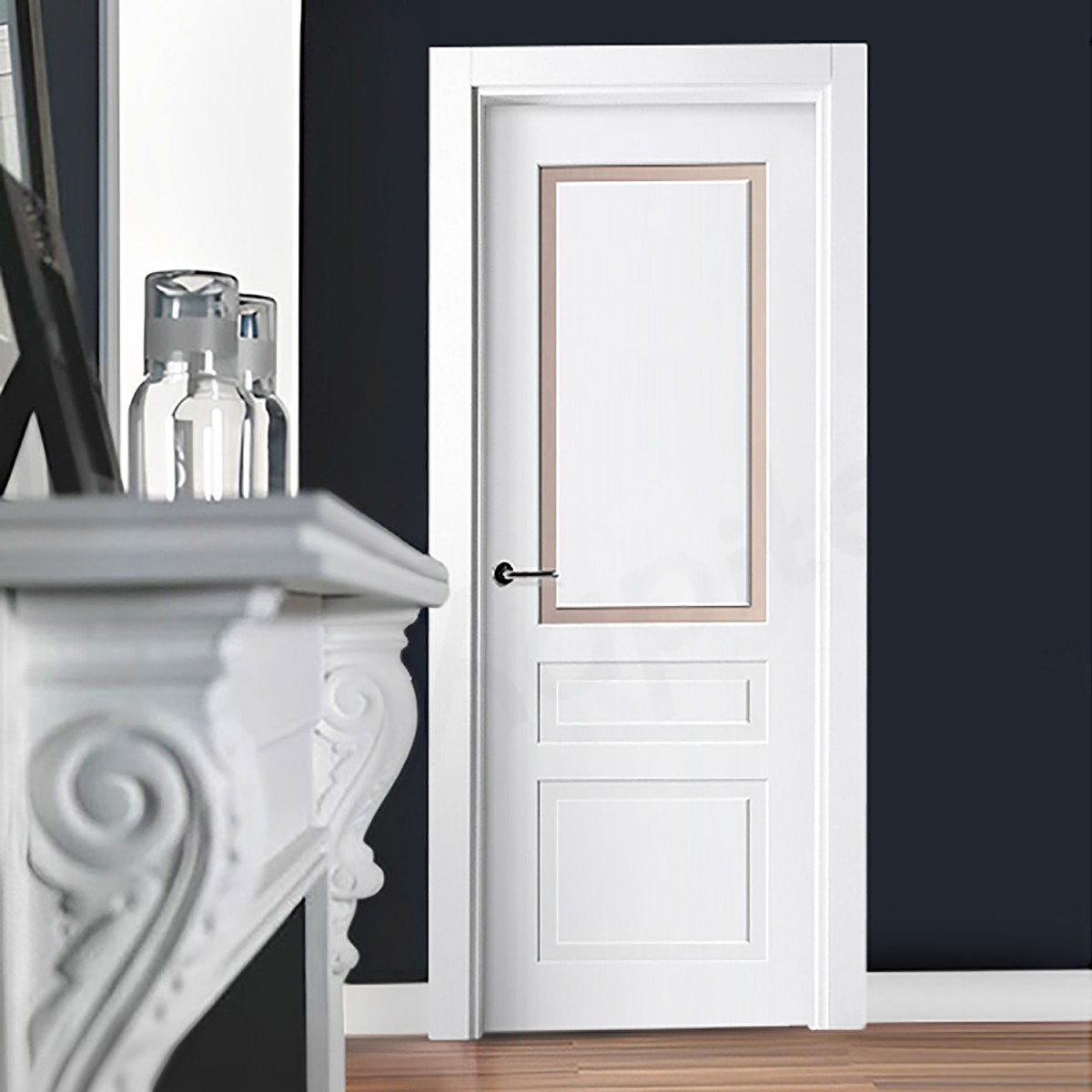 Puerta Interior Lacada Modelo Marsella T con marco cristal