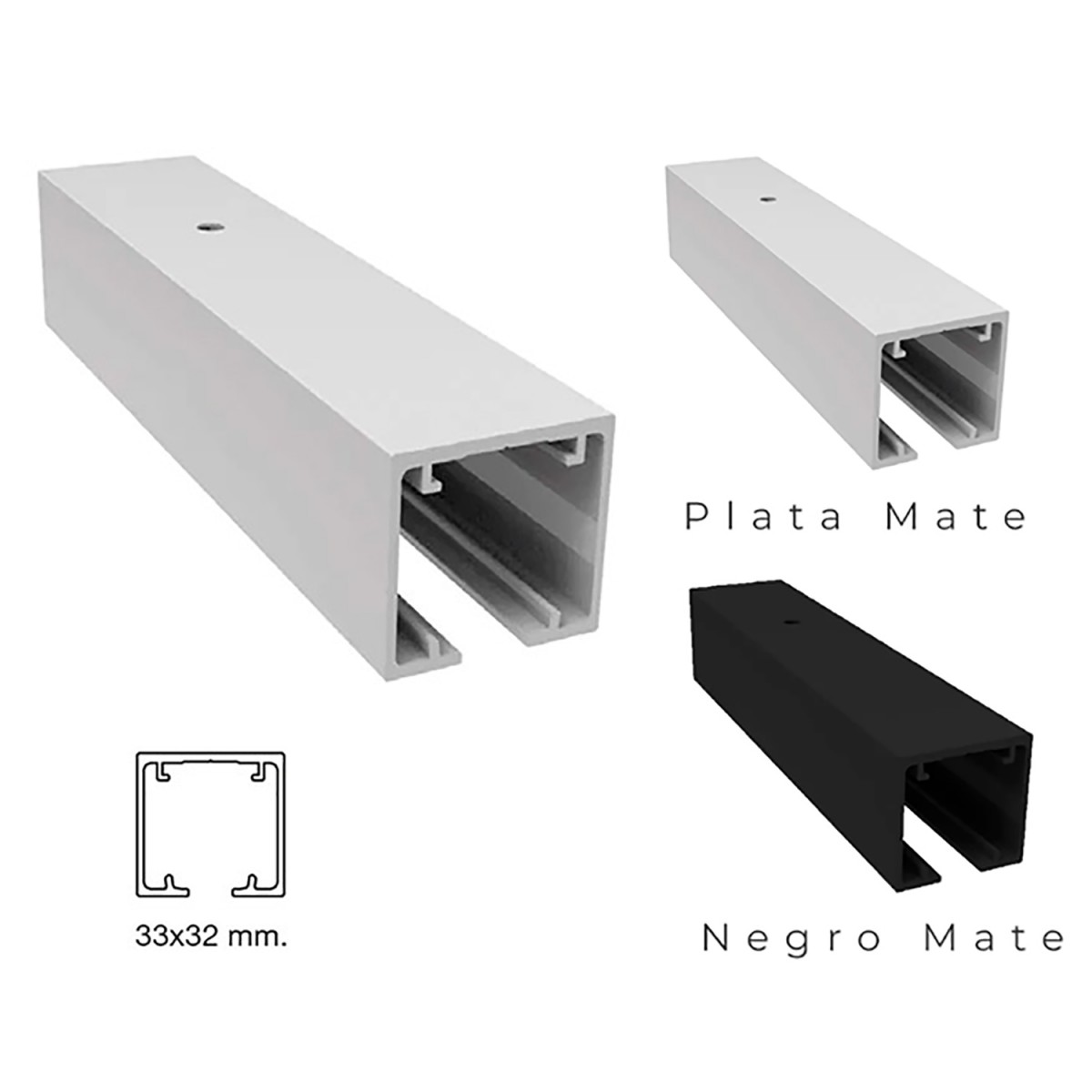Guía oculta para puertas plegables hasta 80 kg.