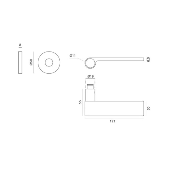 OUTLINE - Jgo de manillas macizas de roseta redonda y muelle metálico