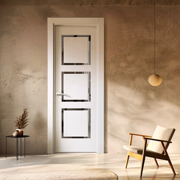 Puerta de Interior con Cristal Lacada Dogliani tri T