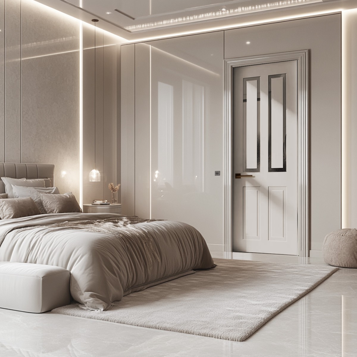 Puerta Interior Lacada Modelo Amiens T marco cristal