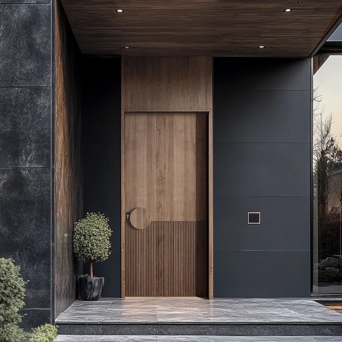 Puerta exterior madera Lírica