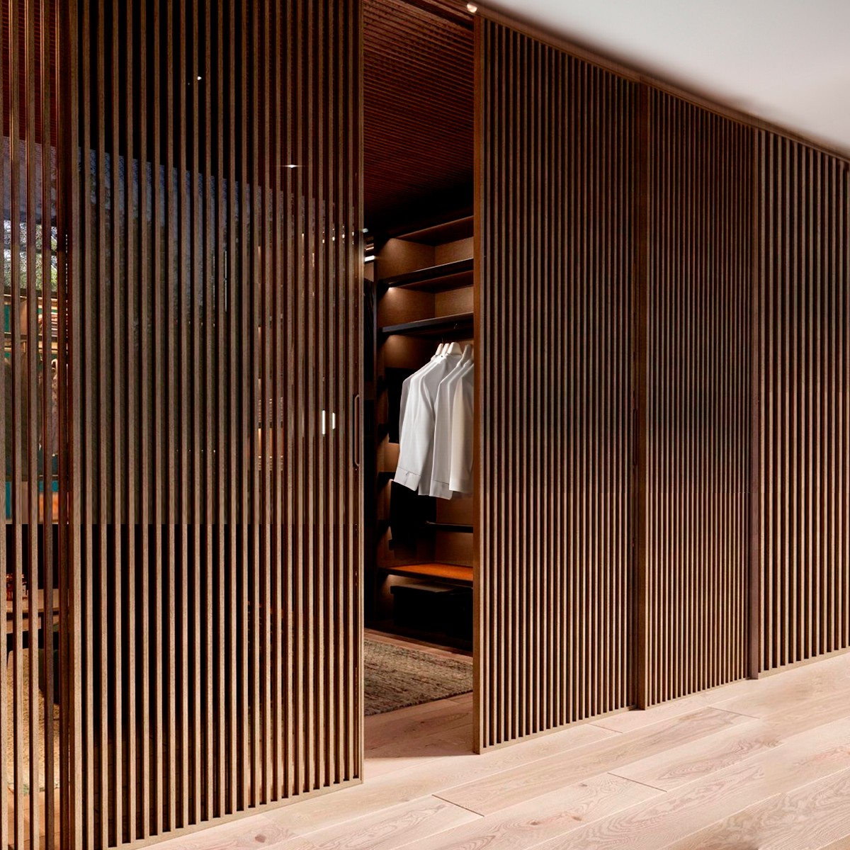 Puerta japonesa corredera de madera hasta el techo Unike