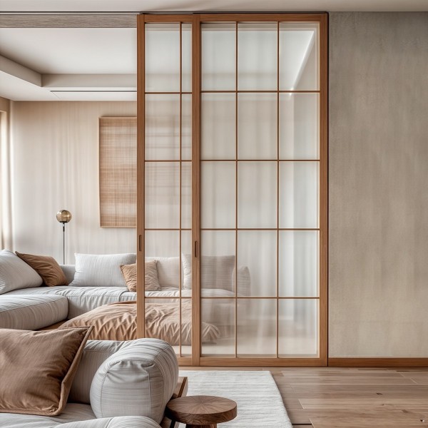 Puerta japonesa corredera de madera hasta el techo Fénix