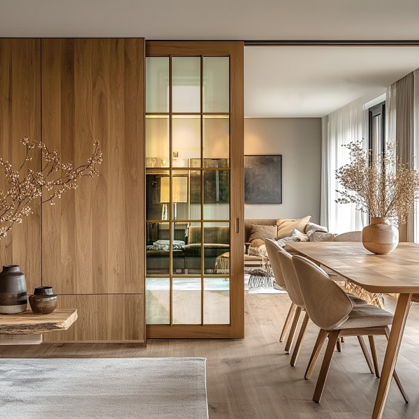 Puerta japonesa corredera de madera hasta el techo Fénix