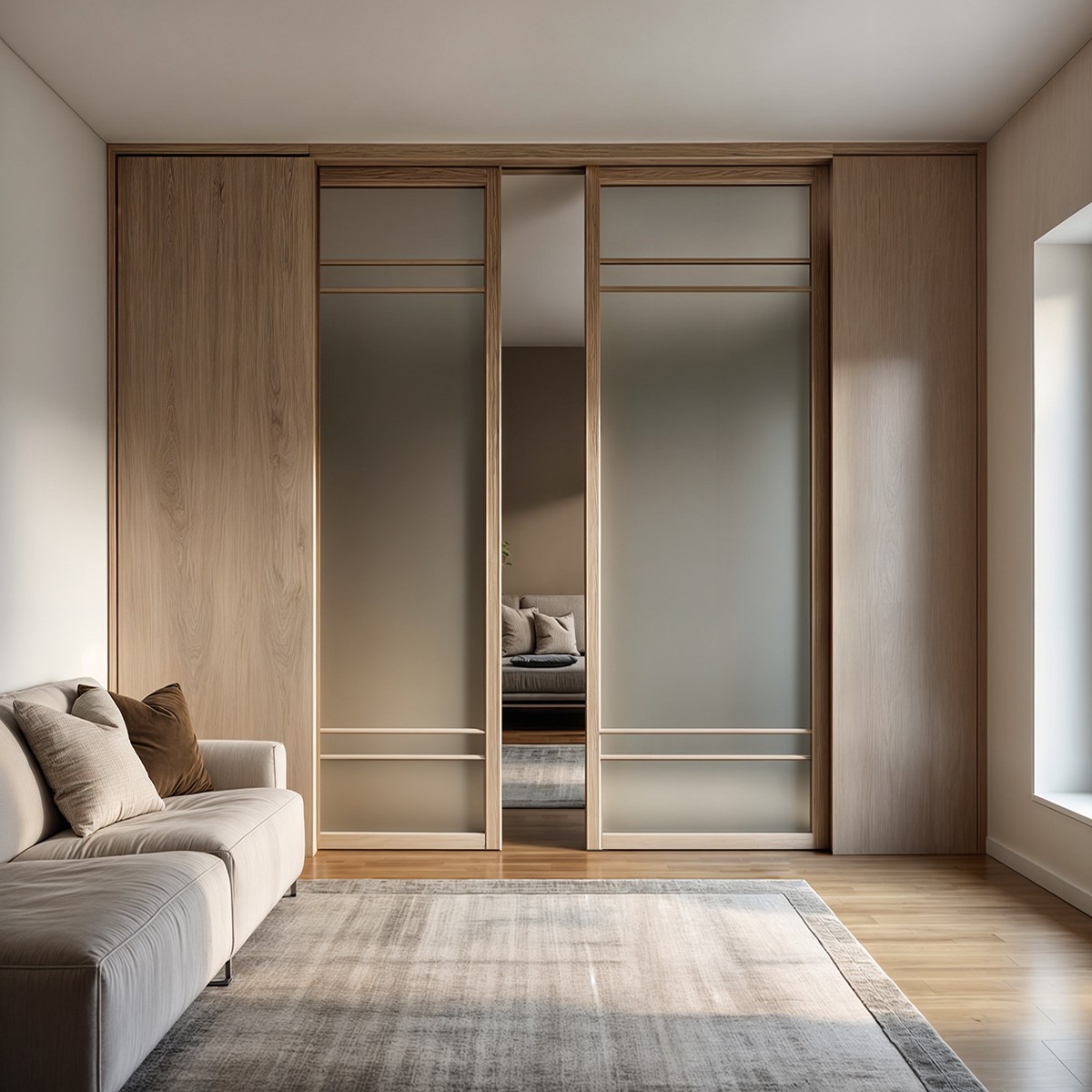 Puerta japonesa corredera de madera hasta el techo Estoril
