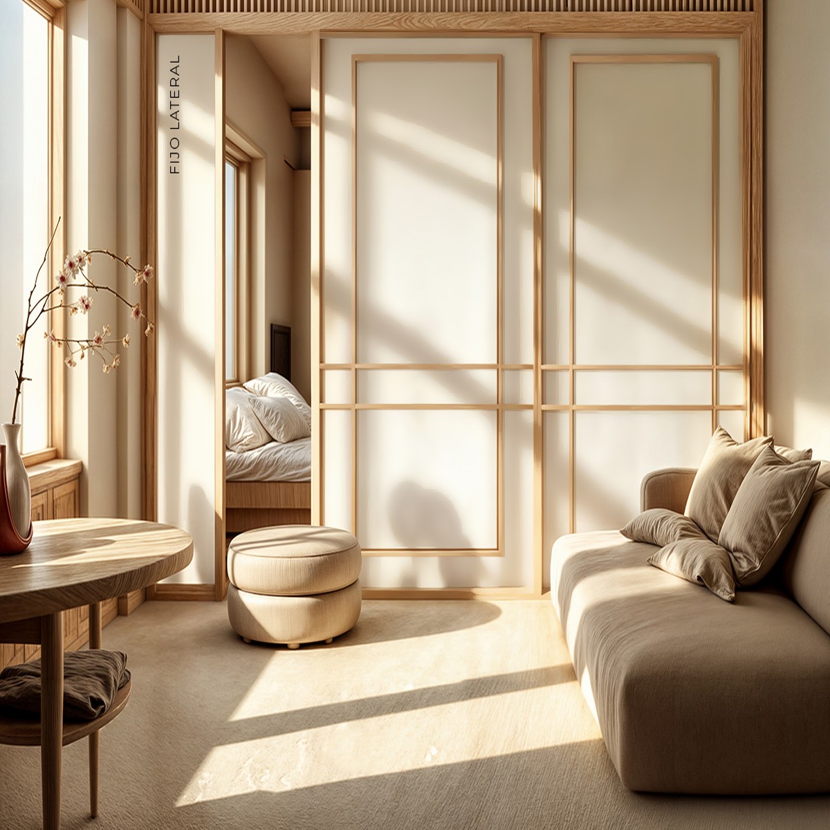 Puerta japonesa corredera de madera hasta el techo Mouro