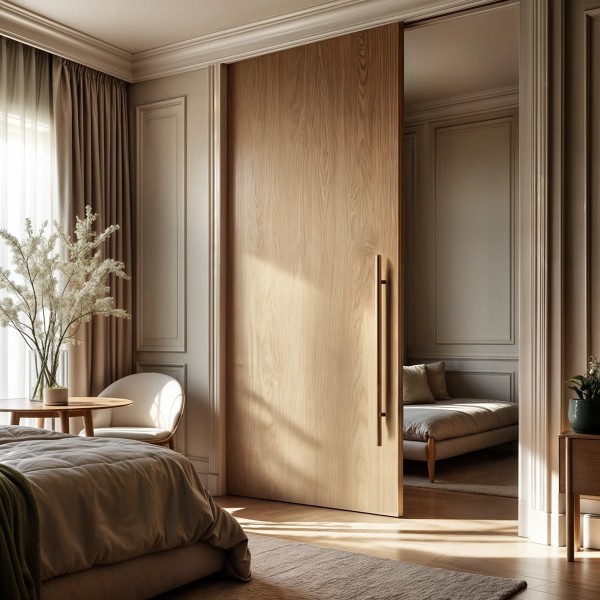 Puerta Corredera hasta el Techo Roble Lisa