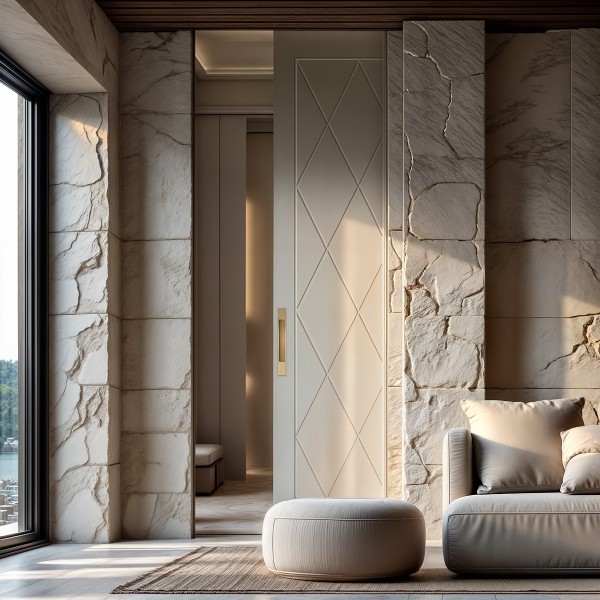 Puerta Corredera hasta el Techo Lacada Damero