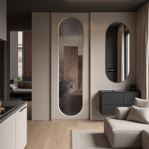 Puerta suelo a techo lacada Redo vidriera