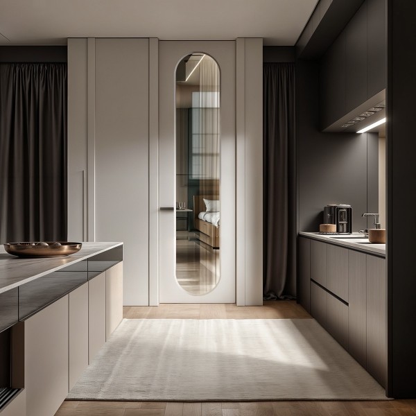 Puerta suelo a techo lacada Redo vidriera