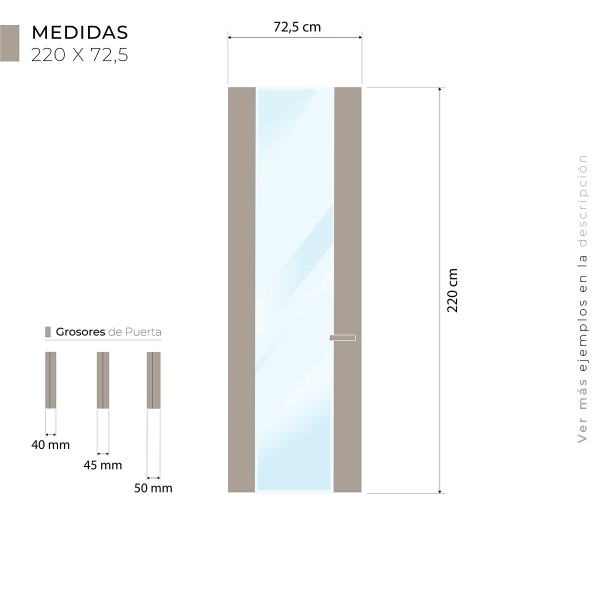 Puerta suelo a techo madera lisa vidriera