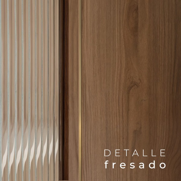 Puerta suelo a techo madera Dubai vidriera