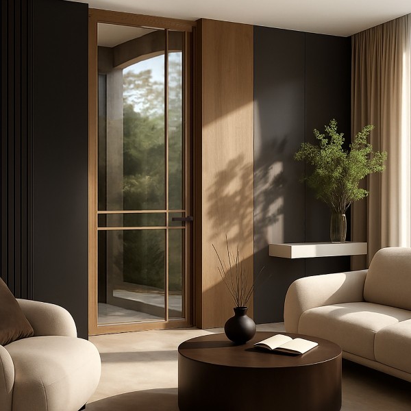 Puerta suelo a techo madera lisa Airi