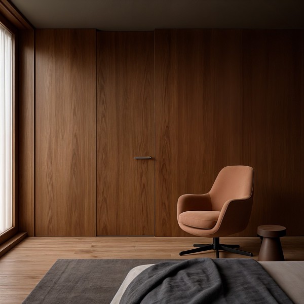 Puerta suelo a techo enrasada a tapeta de Madera Lisa 2