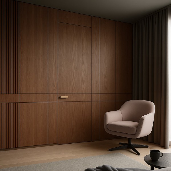 Puerta suelo a techo enrasada a tapeta modelo Valencia Madera