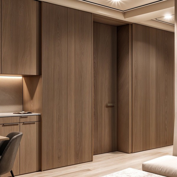 Puerta suelo a techo madera lisa 2