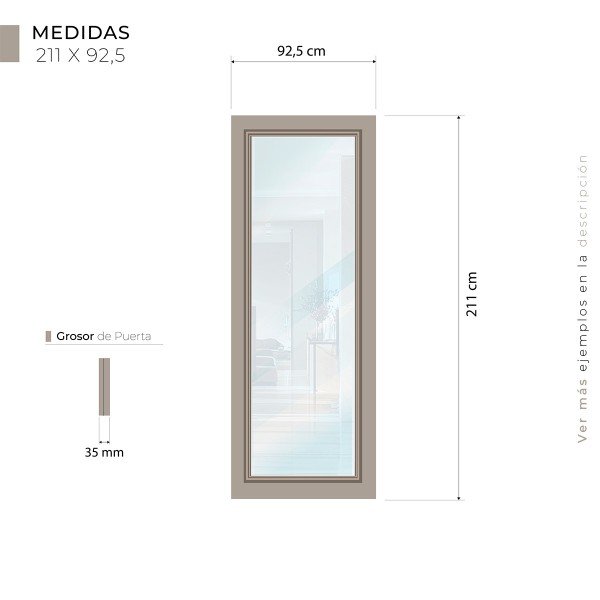 Puerta corredera guía oculta Espejo Marco moldura