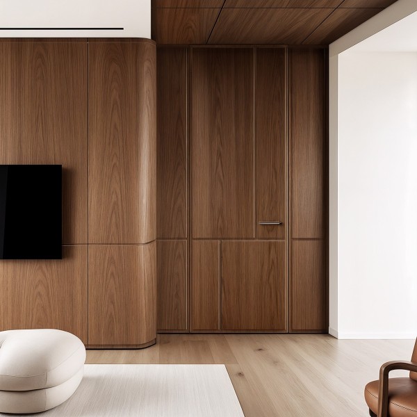 Puerta suelo a techo enrasada a tapeta Vera madera