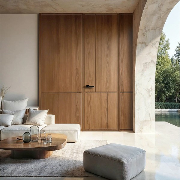 Puerta suelo a techo enrasada a tapeta Vera madera