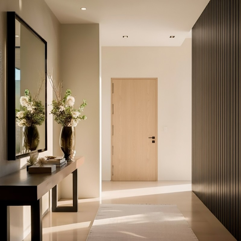 Puerta blindada de madera dos cuadros