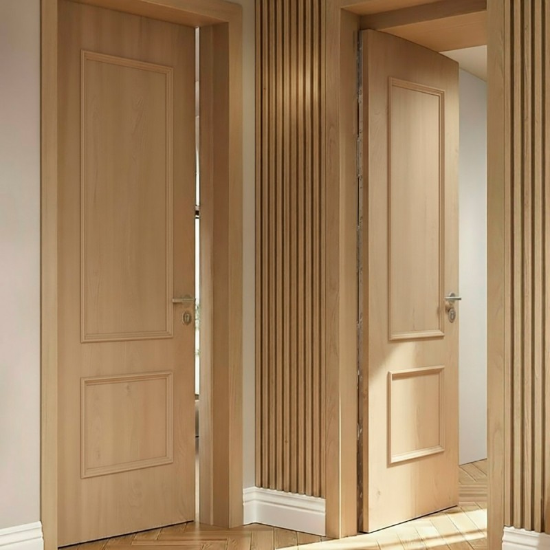 Puerta blindada de madera dos cuadros