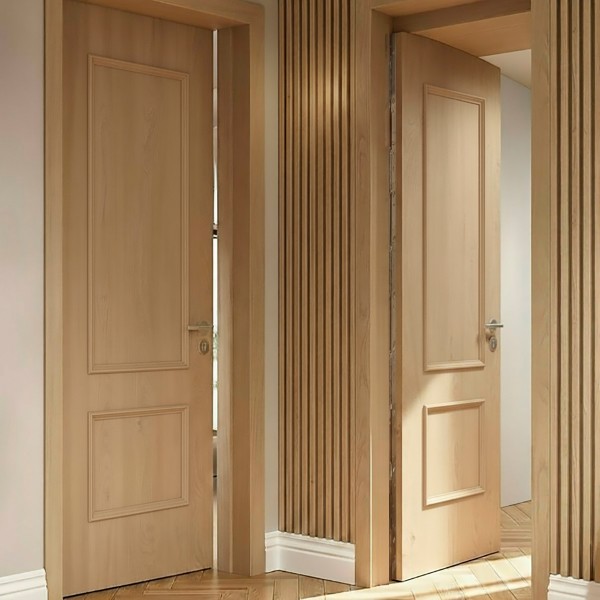 Puerta blindada de madera dos cuadros