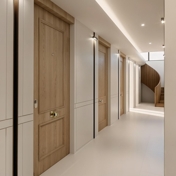 Puerta blindada de madera dos cuadros