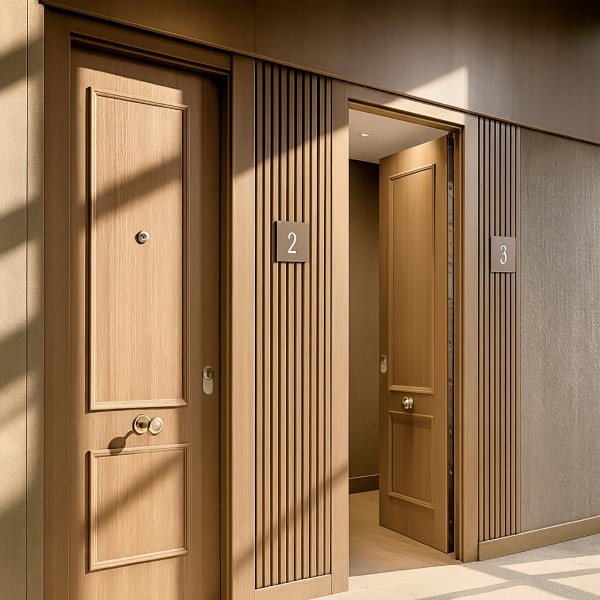 Puerta blindada de madera dos cuadros
