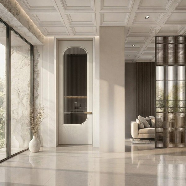 Puerta suelo a techo lacada Minerva cristal